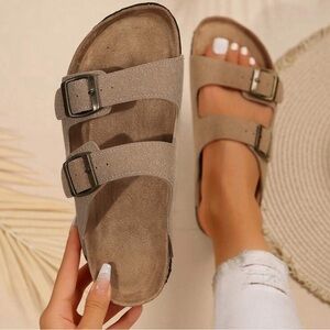 New. Sandals For Women Adjustable Buckle Cork Footbed Slip On Comfortable Design